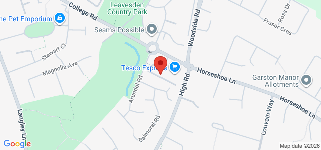 Map showing Barkers Fish & Chip Shop in Abbots Langley